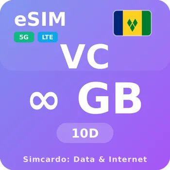 SIM karta Svatý Vincenc a Grenadiny Neomezený Mobilní Internet - eSIM 10 dní datová SIM karta (esims_ULP_10D_VA_V2)