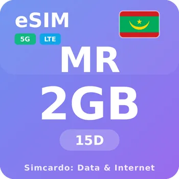 SIM karta Mauritánie Mobilní Internet - eSIM 2GB 15 dní datová SIM karta