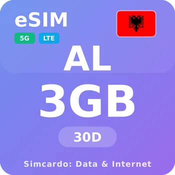 SIM karta Albánie Mobilní Internet - eSIM 3GB 30 dní datová SIM karta