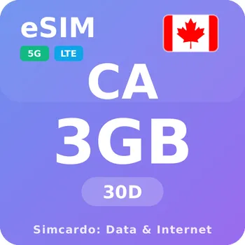 SIM karta Kanada Mobilní Internet - eSIM 3GB 30 dní datová SIM karta