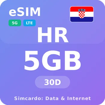 SIM karta Chorvatsko Mobilní Internet - eSIM 5GB 30 dní datová SIM karta
