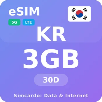 SIM karta Jižní Korea Mobilní Internet - eSIM 3GB 30 dní datová SIM karta