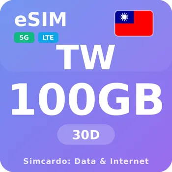 SIM karta Tchaj-wan Mobilní Internet - eSIM 100GB 30 dní datová SIM karta