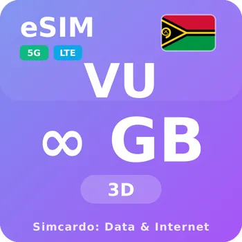 SIM karta Vanuatu Neomezený Mobilní Internet - eSIM 3 dní datová SIM karta (esims_ULP_3D_VN_V2)