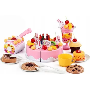 Obraz Růžový dort k narozeninám na krájení - 75 dílů