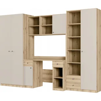 Obývací stěna Nábytková Stěna Bravo sada nábytku do obývacího pokoje Dub Grand Kašmírový béžový