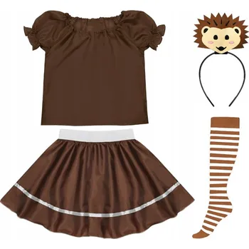 Karnevalový kostým KOSTÝM JEŽEK SUKNĚ HALENKA ČELENKA 116-128 5el