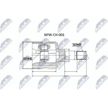 Poloosa kola Sada kloubů pro hnací hřídel NTY NPW-CH-001