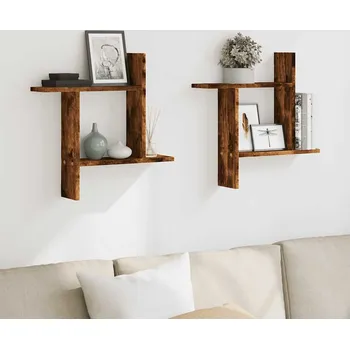 police vidaXL Nástěnné police 2 ks 50 x 12 x 50 cm kompozitní dřevo [853258] Barva: kouřový dub