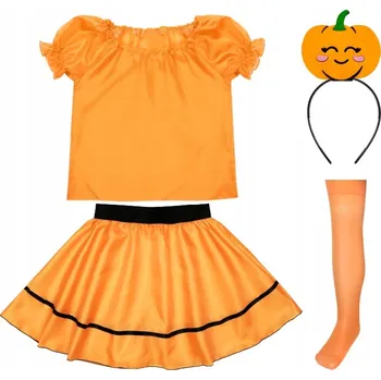 Karnevalový kostým KOSTÝM DÝNĚ OBLEČEK ČELENKA DÝNĚ SUKNĚ PŘEVLEK HALLOWEEN 134-140 5 dílů