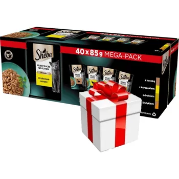Krmivo pro kočku Sheba Selection Select Slices s kachním kuřecím drůbežím kachním a krůtím v kouscích omáčky 40 x 85 g + Překvapení pro kočku