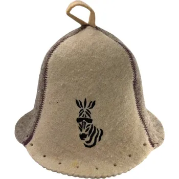 ČEPICE DO SAUNY - KLOBOUK DO SAUNY se zebrou ve světle a tmavém provedení, 100% VLNA