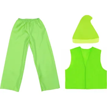 Karnevalový kostým KOSTÝM ELF KOSTÝM TRPASLÍKA SET SKŘÍTEK ČEPICE KALHOTY ZELENÁ 98-110 3ks