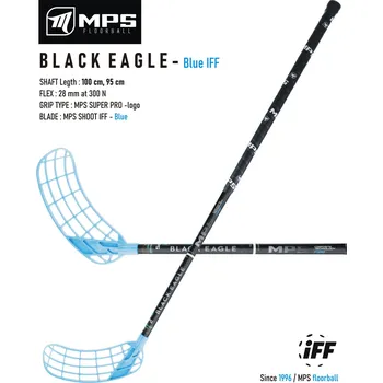 Florbalová hůl MPS BLACK EAGLE Black/Blue Florbalová hůl černá / modrá, Pravá (pravá ruka dole), 95cm (=105cm)