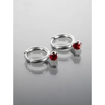 Náušnice Prosperk Náušnice kroužky s červeným kamínkem S0258