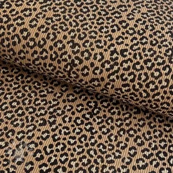 Manšestr STRETCH Little Leopard sand