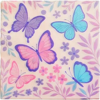 Papírový ubrousek PAPÍROVÉ UBROUSKY MOTÝLCI BAREVNÍ MOTÝLI dekorace narozeniny 20 KS VP