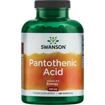 Zdraví Swanson Pantothenic Acid Doplněk stravy s kyselinou pantothenovou 250 ks, kapsle, 500 mg, EXP. 05/2024