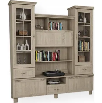 Komoda Vitrína dub sonoma světlá matná 207 x 180 x 44 cm eMeblast