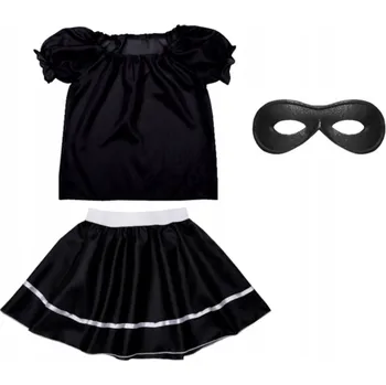 Karnevalový kostým KOSTÝM HRDINKA SUPERHRDINA ZORRO ČERNÝ 134-140