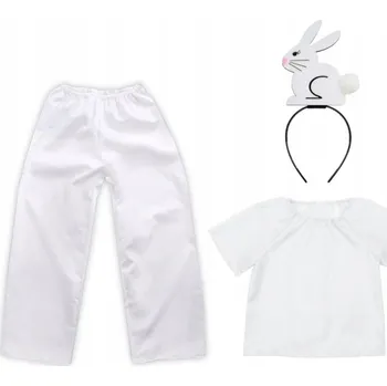 Karnevalový kostým KOSTÝM KRÁLÍČEK KALHOTY ČELENKA BÍLÝ 116-128 4 díly