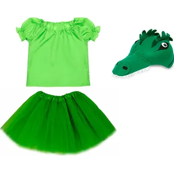 Karnevalový kostým KOSTÝM DRAKA KOSTÝM DINOSAURUS KOSTÝM DINOSAURUSA KLOBOUK A SUKNĚ 98-110 3 ks