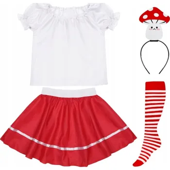 Karnevalový kostým KOSTÝM MUCHOMŮRKA HŘÍBEK BÍLO-ČERVENÝ 98-110 5 dílů