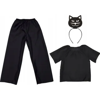 Karnevalový kostým KOSTÝM KOČKA KOČIČKA KALHOTY ČELENKA ČERNÁ 134-140