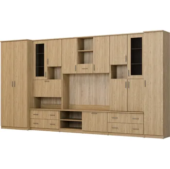 Obývací stěna Prostorná nábytková stěna, 400 cm, skříně, skříňky, RTV, police, bar - CYKLON