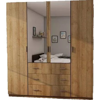 Šatní skříň Otevírací Skříň 200 cm se zrcadlem 2 ks 18 mm) - Praktická