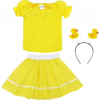 Karnevalový kostým KOSTÝM KAČENKY, SADA, PŘEVLEK NA JARNÍ PLES, ŽLUTÝ, VELIKOST 98-110, 3 DÍLY
