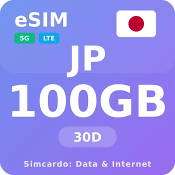 SIM karta Japonsko Mobilní Internet - eSIM 100GB 30 dní datová SIM karta