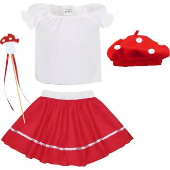 Karnevalový kostým KOSTÝM MUCHOMŮRKA BÍLO-ČERVENÁ 98-110 4 díly