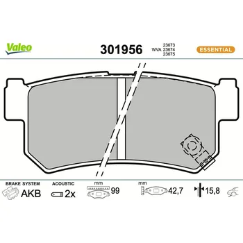 Brzdová destička Sada brzdových destiček, kotoučová brzda VALEO 301956