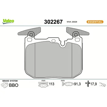 Brzdová destička Sada brzdových destiček, kotoučová brzda VALEO 302267