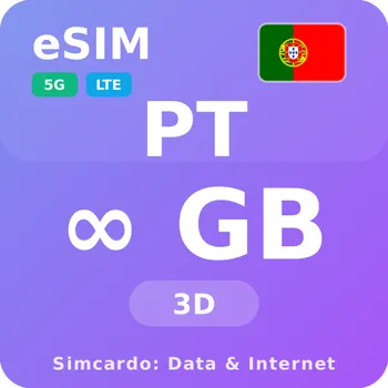 SIM karta Portugalsko Neomezený Mobilní Internet - eSIM 3 dní datová SIM karta