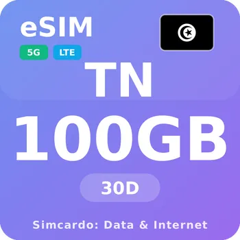 SIM karta Tunisko Mobilní Internet - eSIM 100GB 30 dní datová SIM karta
