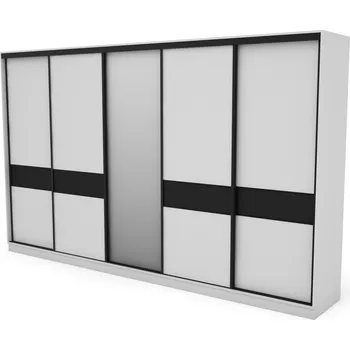 Šatní skříň EMeblast Skříň Posuvné skříně 360 x 244 x 65 cm bílá skříň se zrcadlem