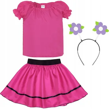 Karnevalový kostým KOSTÝM KVÍTEK ČELENKA S KVĚTINOU KOSTÝM PLES JARO LÉTO FIALOVÝ 98-110 3 DÍLNÝ