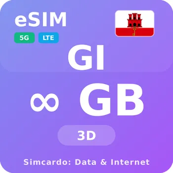 SIM karta Gibraltar Neomezený Mobilní Internet - eSIM 3 dní datová SIM karta