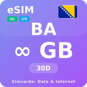 SIM karta Bosna a Hercegovina Neomezený Mobilní Internet - eSIM 30 dní datová SIM karta