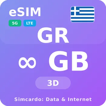 SIM karta Řecko Neomezený Mobilní Internet - eSIM 3 dní datová SIM karta (esims_ULE_3D_GP_V2)