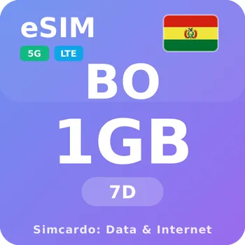 SIM karta Bolívie Mobilní Internet - eSIM 1GB 7 dní datová SIM karta