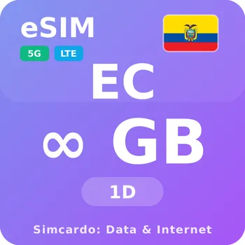 SIM karta Ekvádor Neomezený Mobilní Internet - eSIM 1 dní datová SIM karta