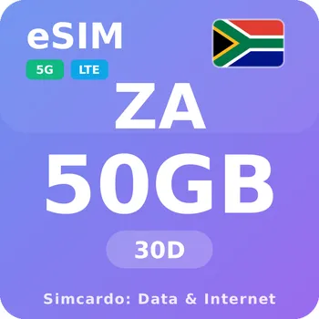 SIM karta Jihoafrická republika Mobilní Internet - eSIM 50GB 30 dní datová SIM karta