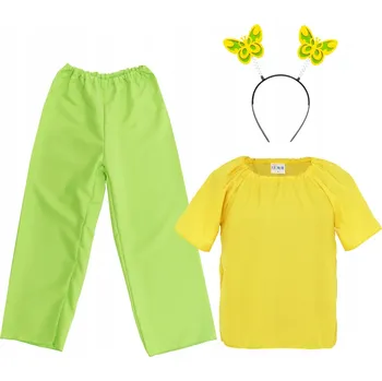 Karnevalový kostým KOSTÝM MOTÝLEK SADA KOSTÝM NA JARNÍ PLES ZELENO-ŽLUTÁ 98-110 3 KUSŮ