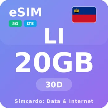 SIM karta Lichtenštejnsko Mobilní Internet - eSIM 20GB 30 dní datová SIM karta
