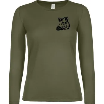 Dámské tričko Myslivecké Tričko dámské Divočák - dlouhý rukáv Velikost: 2XL