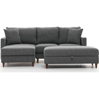 Sedací souprava Rohová sedací souprava Eva 210 cm s taburetem šedá levá