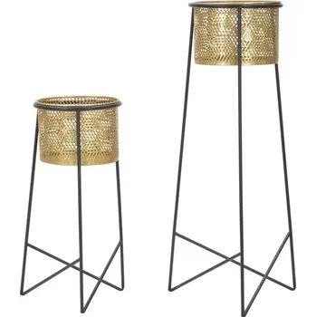 Stojan na květiny Sada 2 ks květinových stojanů Couple Exy černo-zlatá